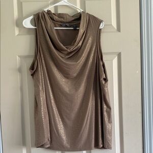 Lisa Rinna Collection Brown Draped Blouse